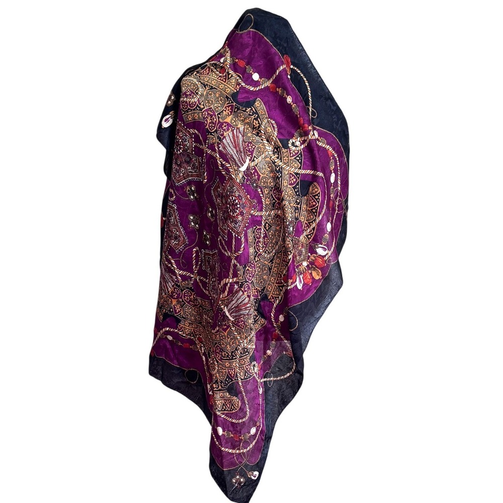 Worthington Vintage Floral Square Scarf Neck Hair Purse‎ Tie Made In Italy
